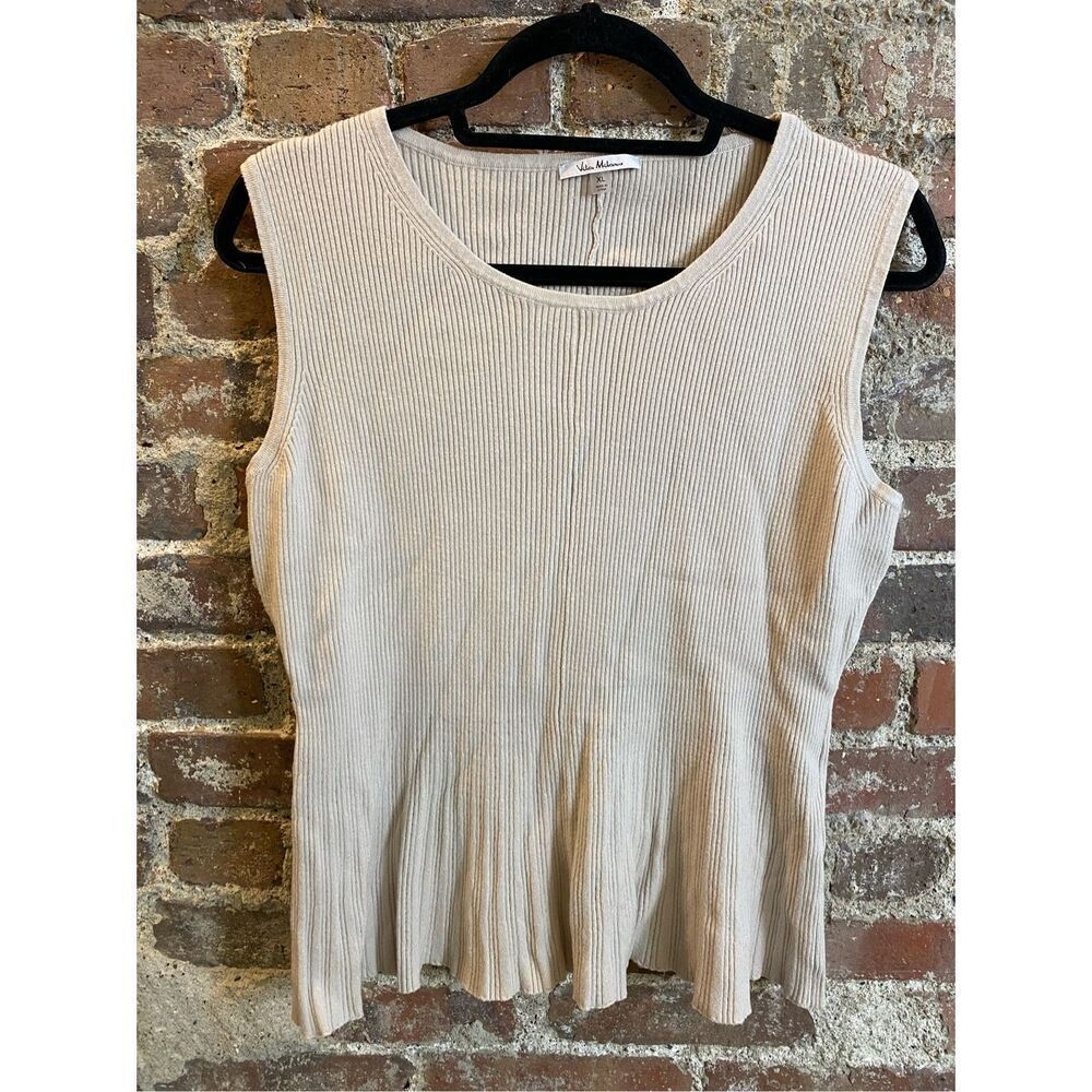 Vila Milano Off-white/Beige Sleeveless Pleated Stretch Blouse Womens Size XL